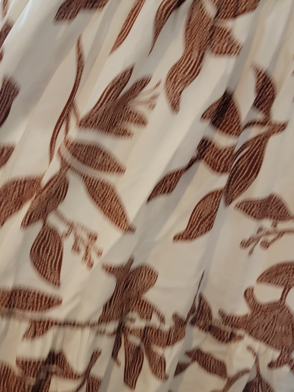 Cream Tiered Maxi Dress with Brown Leaf Print - Picture 3 of 5